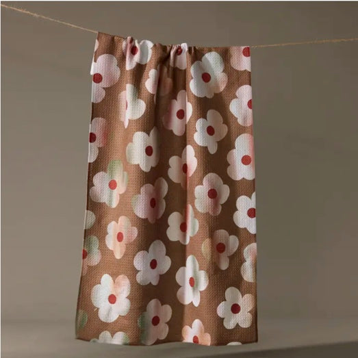 Brushed Bouquet Brown Tea Towel