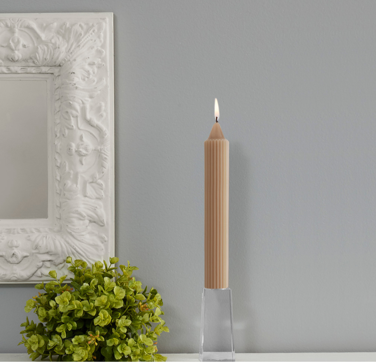 Taupe Grecian Collenette Dinner Candle | 9 in