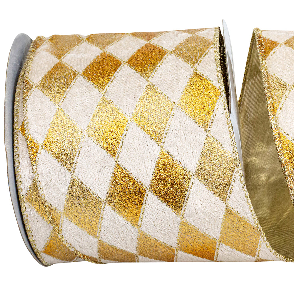 Velvet Diamond Glitz Wired Edge Gold | 4"