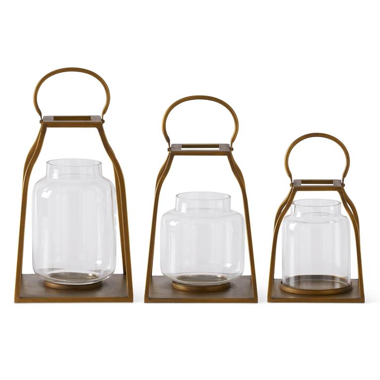 Gold Trapezoid Lantern|11”