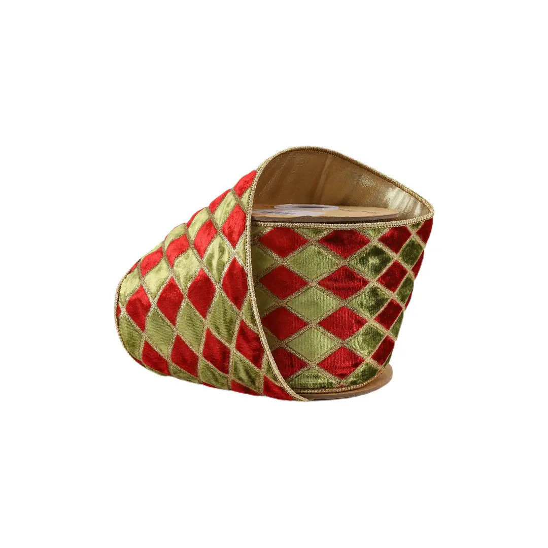 Diamond Apple Green/Red/Gold Velvet Wired | 4"