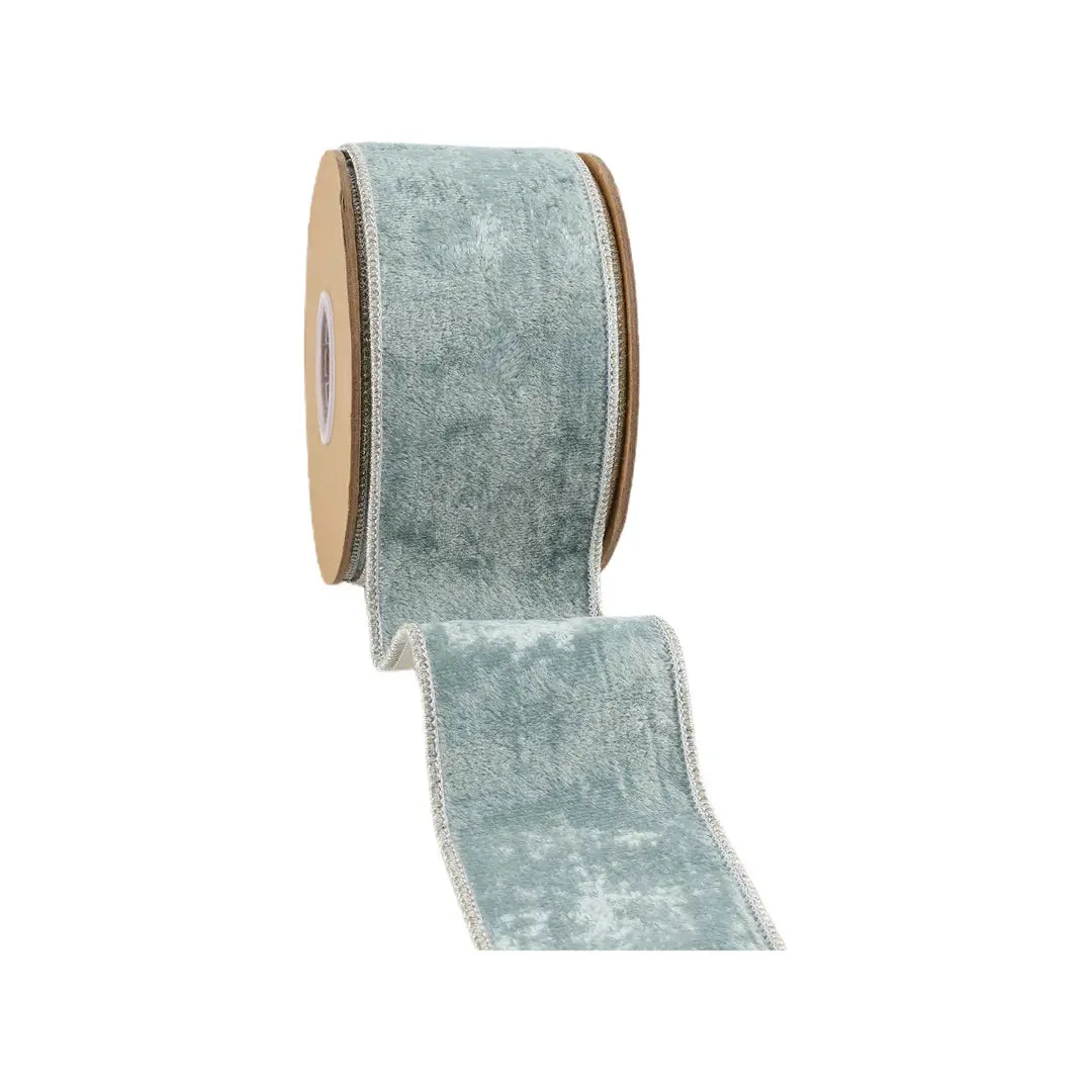 Aqua with Silver Velvet Wired | 2.5"