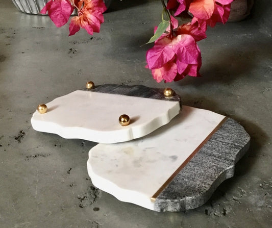 White & Black Marble Butterfly Trivet