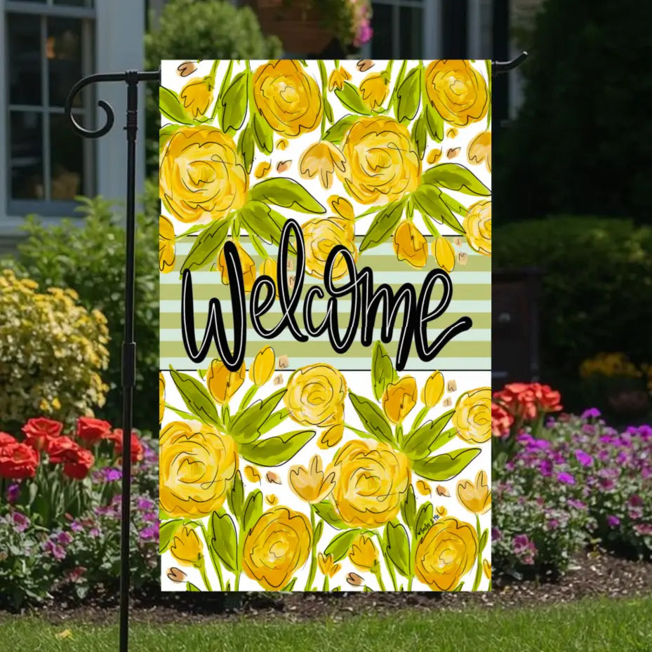 Welcome Sunny Petals Garden Flag