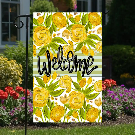 Welcome Sunny Petals Garden Flag