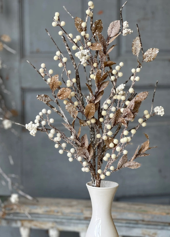 Icy Birch Berry & Leaves Spray