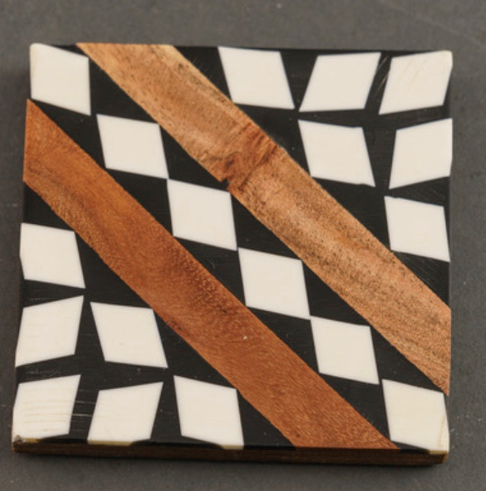 Black and White Geometric Coaster