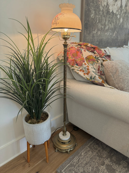 Floor Lamp with Hand Painted Shade | Vintage