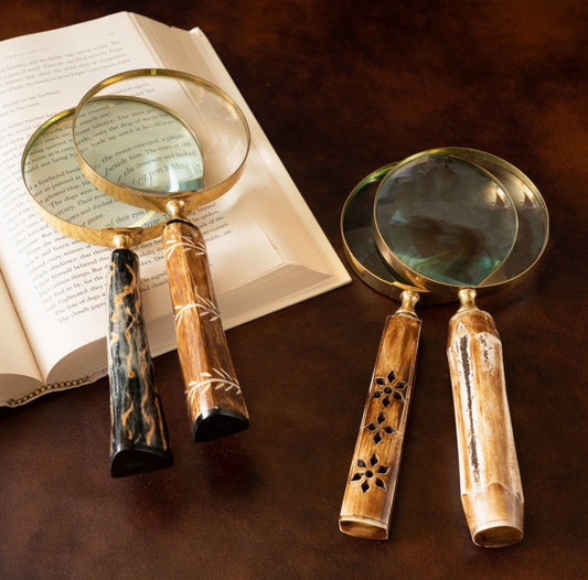 Gold Magnifying Glass with Natural Horn Handle