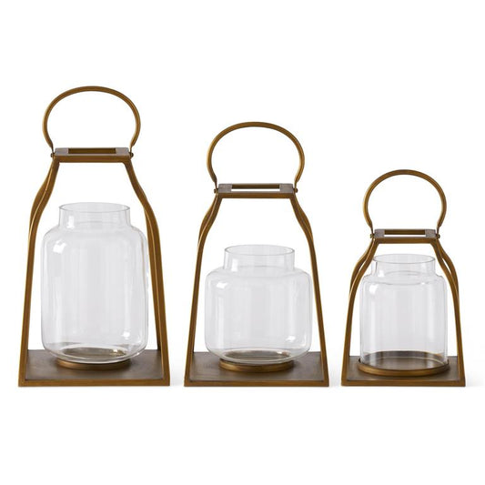 Gold Trapezoid Lantern|8”