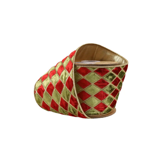 Diamond Apple Green/Red/Gold Velvet Wired | 4"