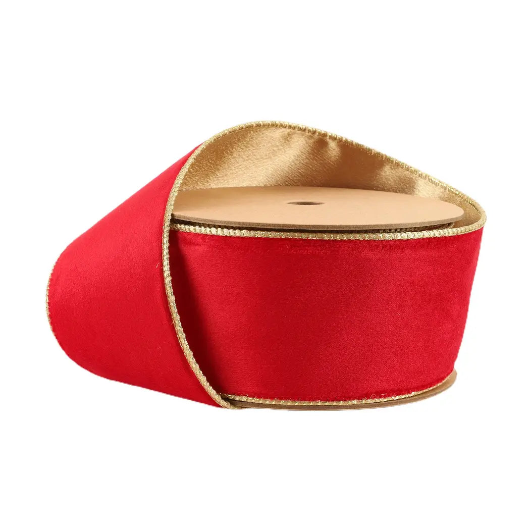 Reversible Velvet Christmas Red/Gold | 2.5"