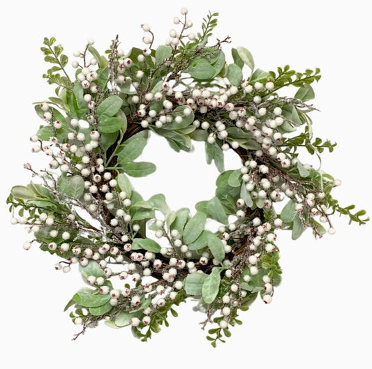 Winter Frost Lambs Ear Boxwood Wreath 24"