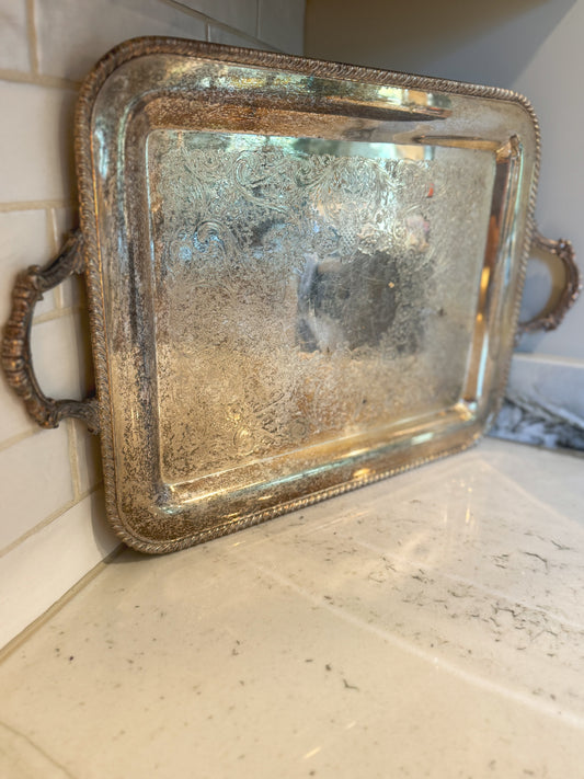 WM Rogers Silver-plated Waiters Tray 23” x 15” | Antique