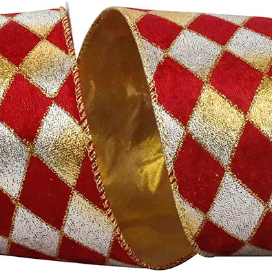 Velvet Diamond Glitz Wired Edge Red | 4"