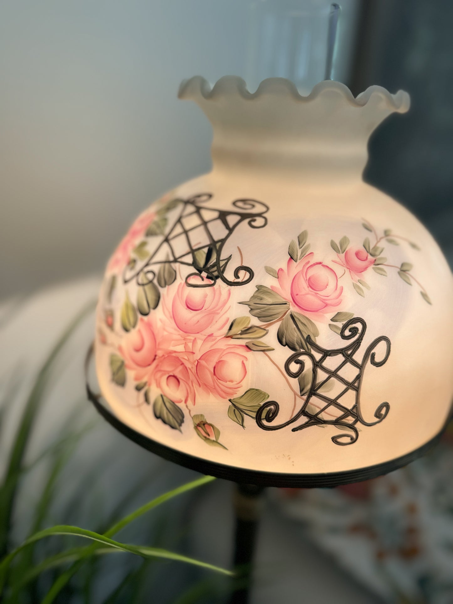 Floor Lamp with Hand Painted Shade | Vintage