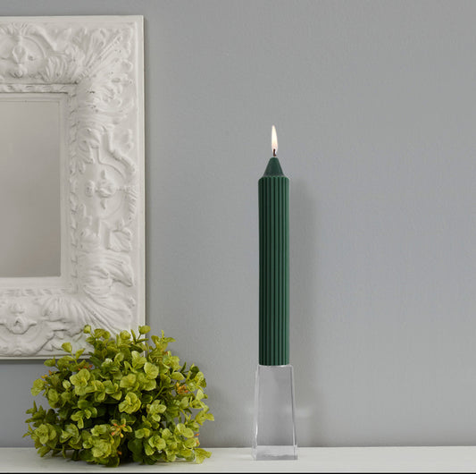 Dark Green Grecian Collenette Dinner Candle | 9 in